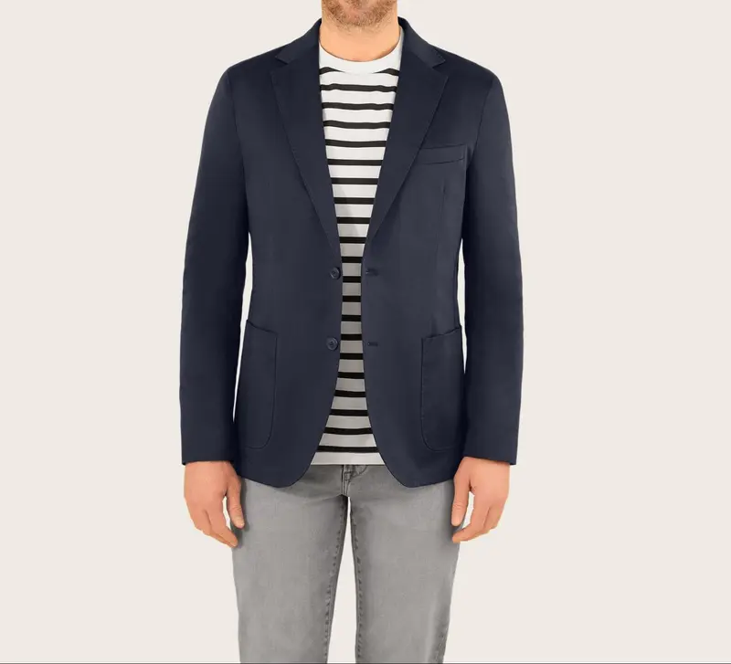 Veste ville en satin de coton marine