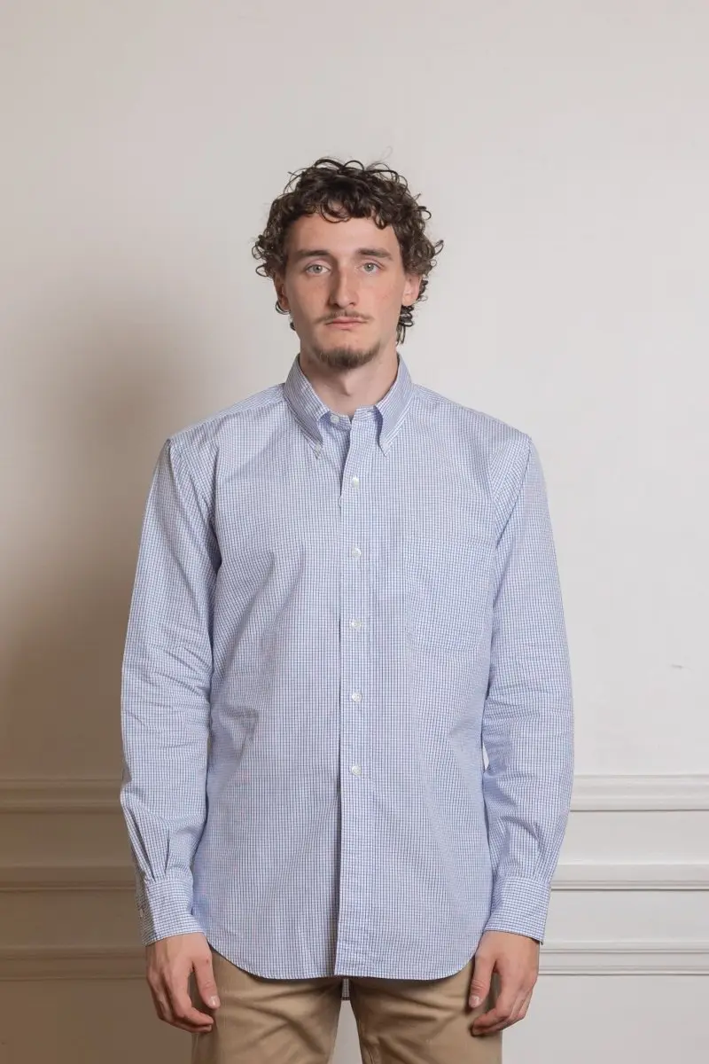Vintage Ivy Graph Check Poplin Blue
