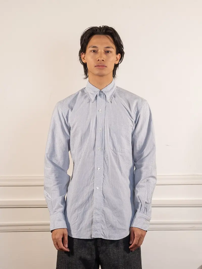 Vintage Ivy University Stripe Button Down Oxford Blue