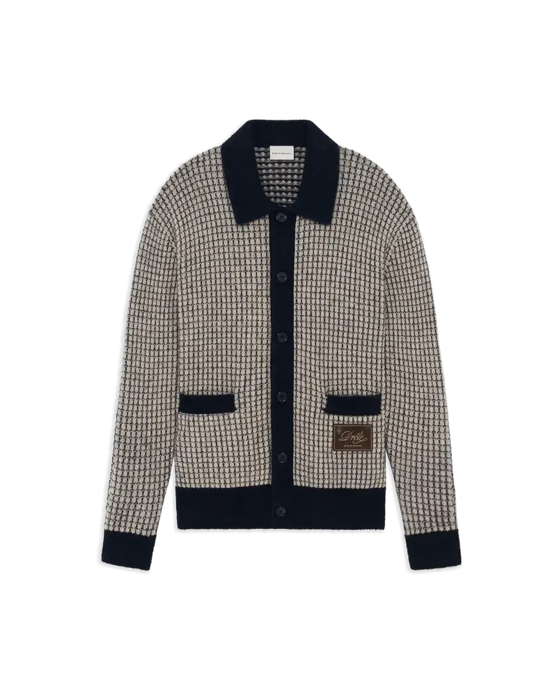 Waffle Knitwear Cardigan Drôle Patch