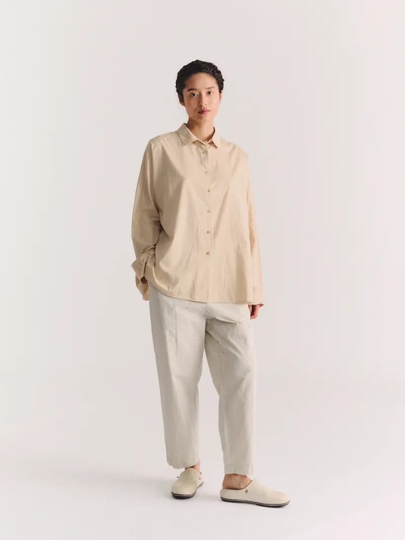 WAGA LS SHIRT - PAPER SAT - LIGHT BEIGE