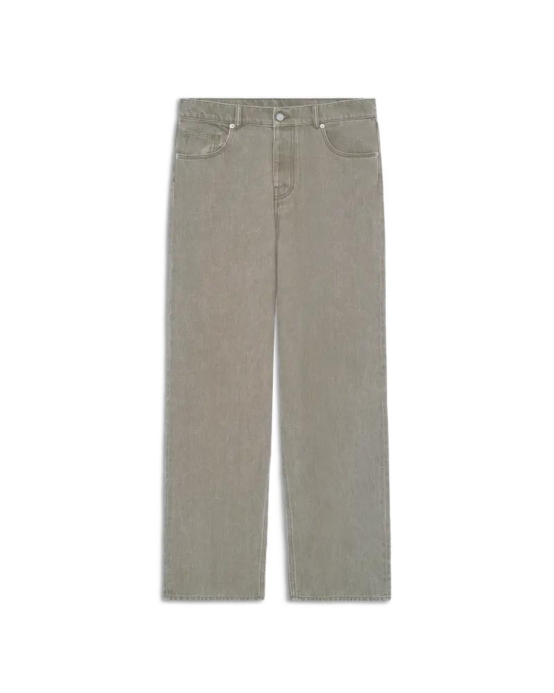 Washed Khaki Straight Jeans