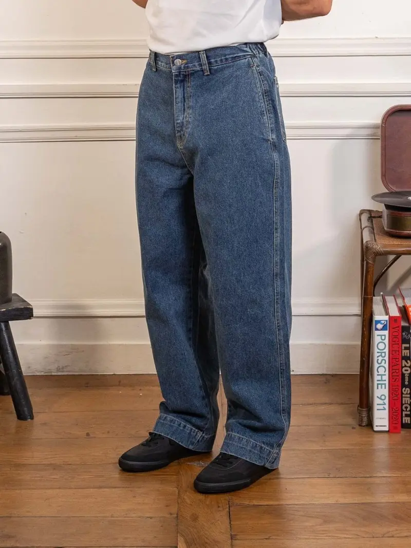 Washed Loose Denim Mid Blue