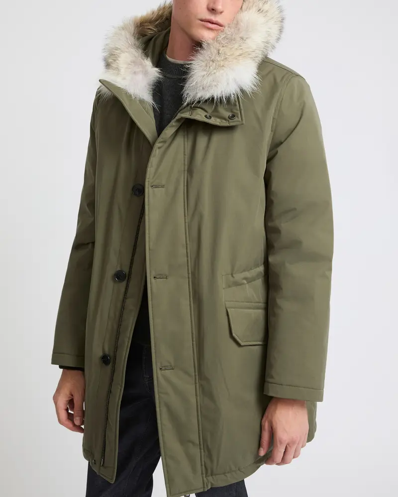 Waterproof cotton-blend iconic parka with coyote fur trim