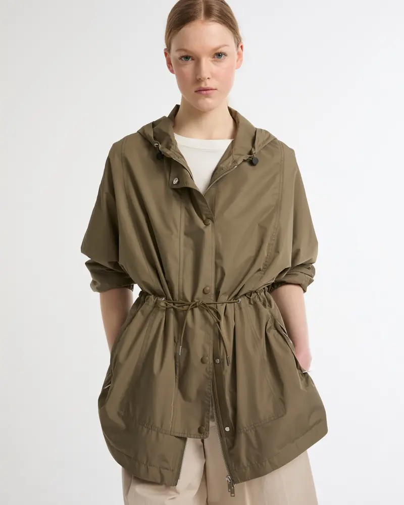 Waterproof technical fabric cape parka