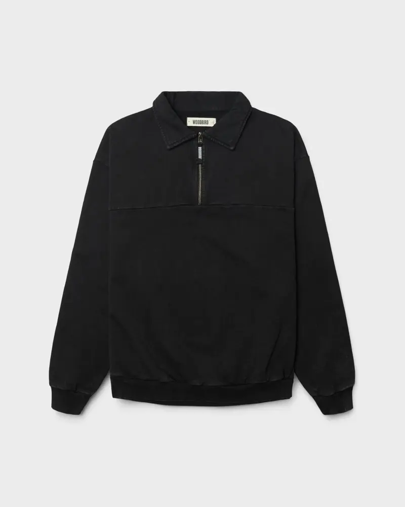 WBLoke Washed Zip Polo Black