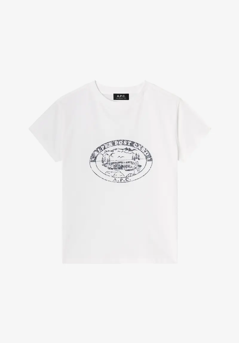 Weißes T-Shirt mit Camping-Logo im Vintage-Look