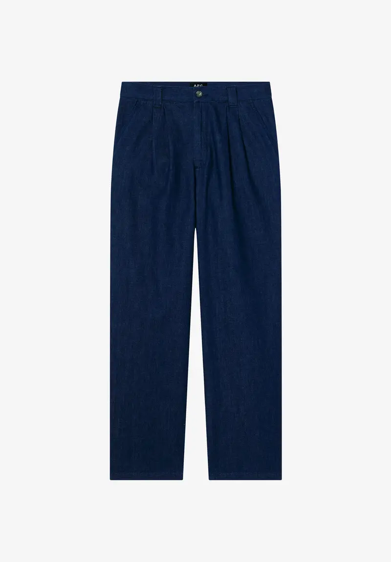 Weite Bundfaltenhose aus leichtem Denim