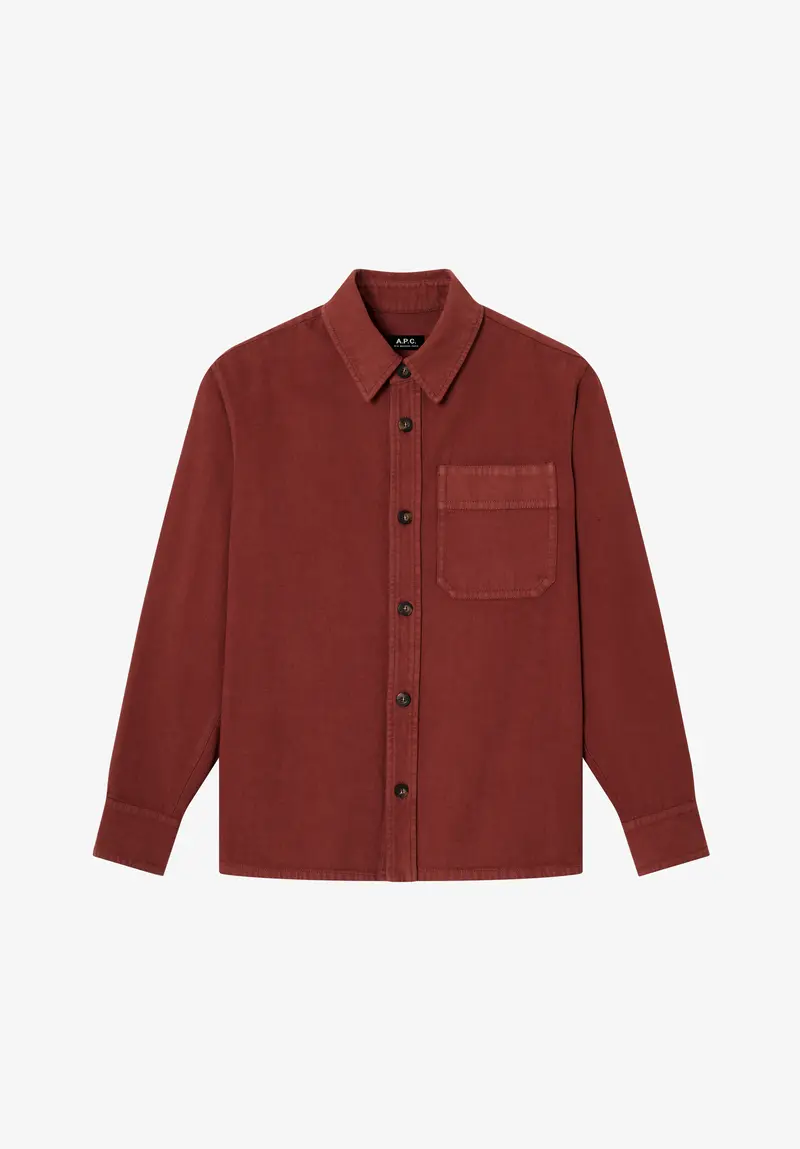Weites bordeauxrotes Overshirt aus recycelter Baumwolle