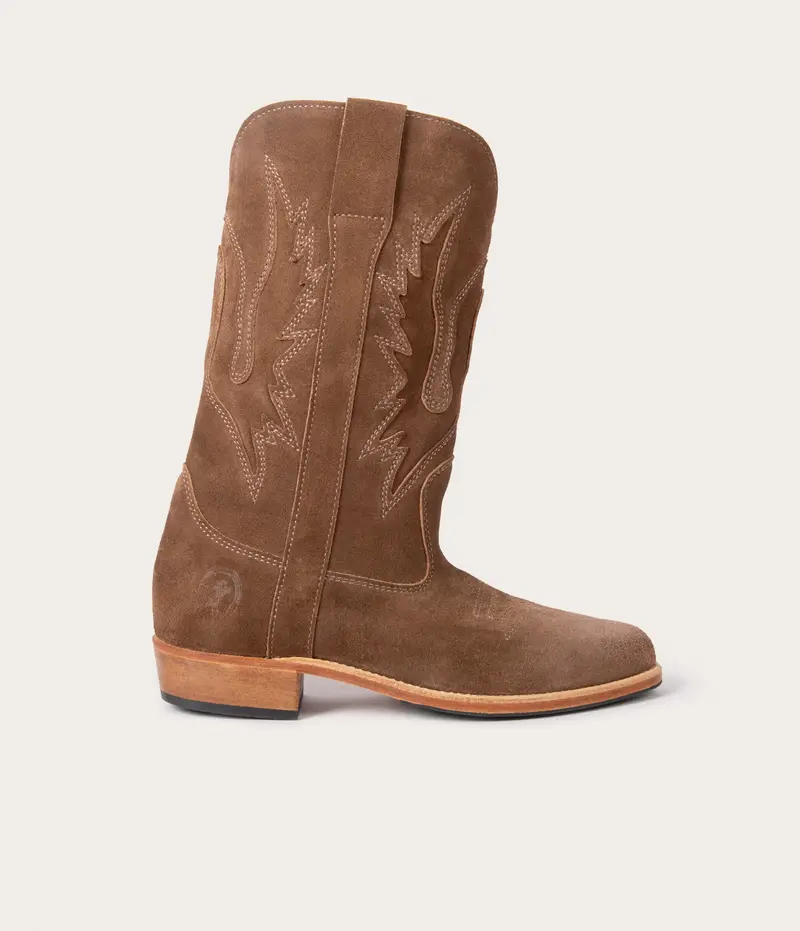 Western Botte Velours Taupe