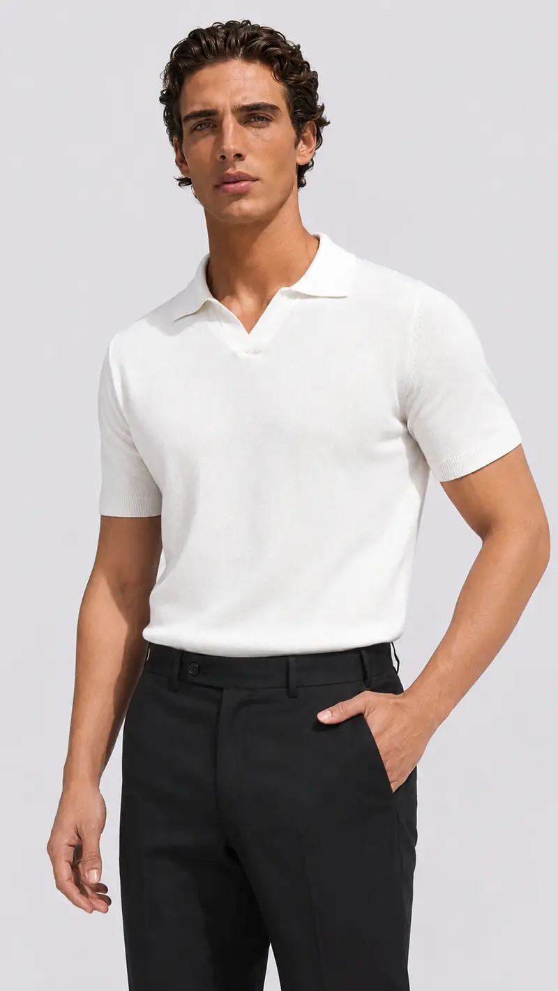 White Merino Polo Shirt