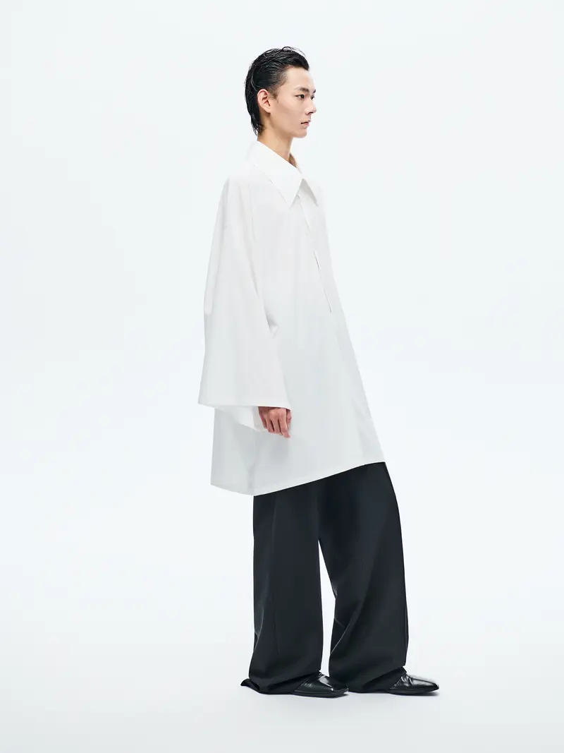 WHITE POLYESTER LOOSE SHIRT