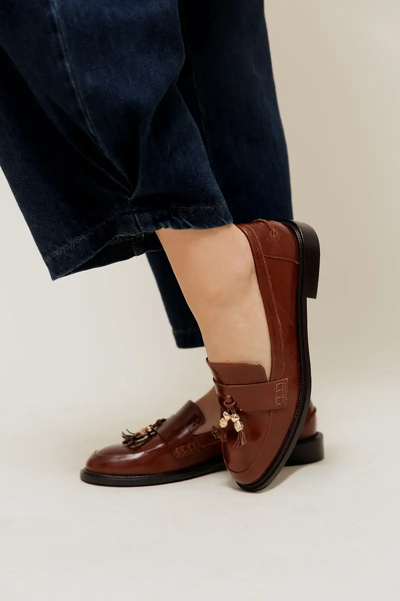 WILLIAM - Mocassins à Glands en Cuir Cognac