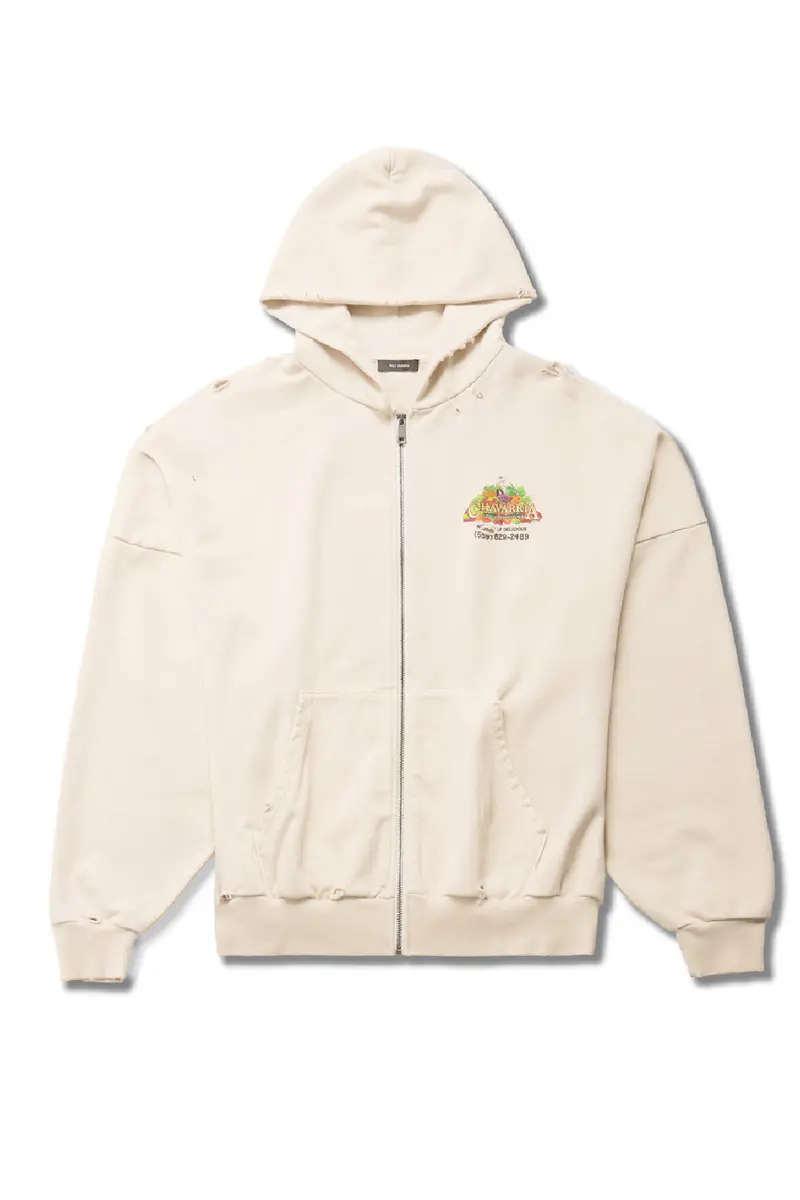 Willy Chavarria HOODIE ZIP "WILLY PRODUCE" OFF WHITE