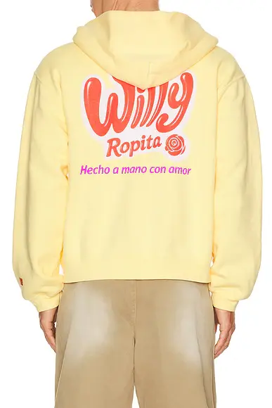 Willy Chavarria Yellow Butter Willy Ropita - Shrunken Zip - Through Hoodie