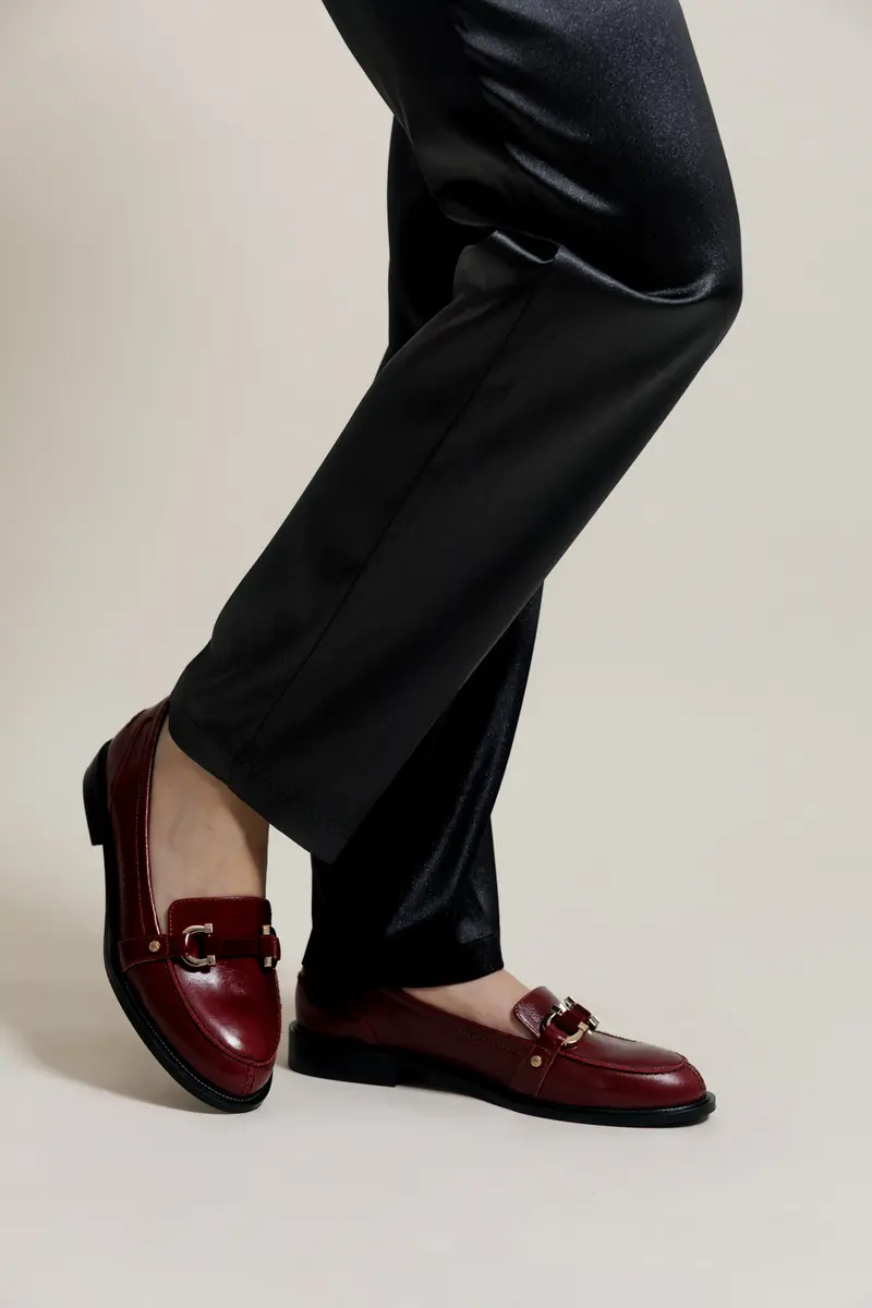 WINSTON - Mocassins Chic en Cuir Bordeaux