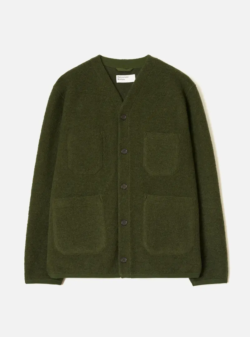 Wool Fleece Cardigan - Olive