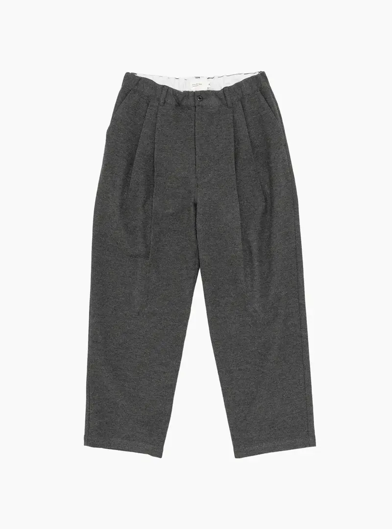 Wool Mixed Deep Tuck Pants - Grey
