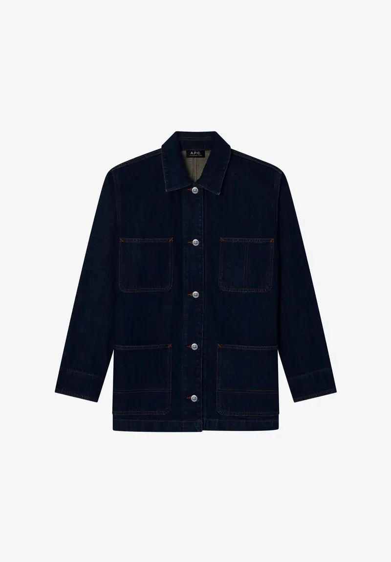 Workwear-Jacke aus verwaschenem Indigo-Denim