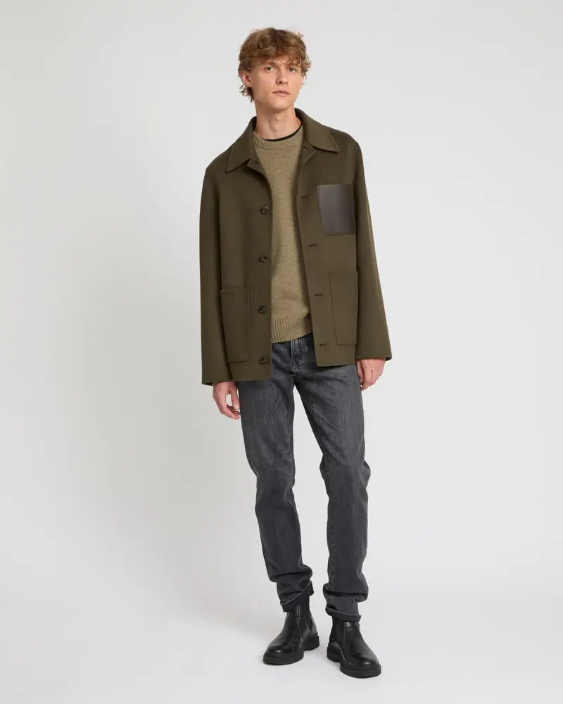 Workwear jacket in double-sided wool-cashmere fabric