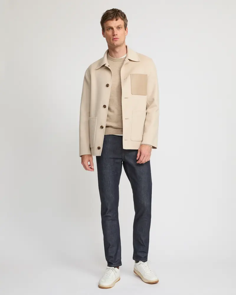 Workwear jacket in double-sided wool-cashmere fabric