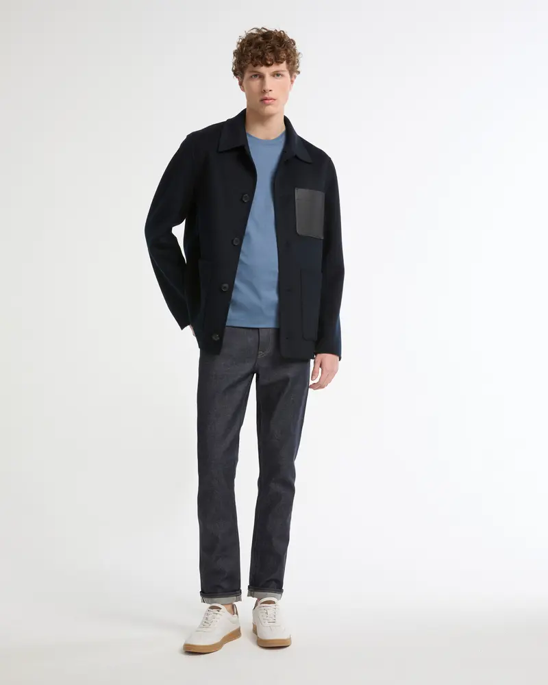 Workwear jacket in double-sided wool-cashmere fabric