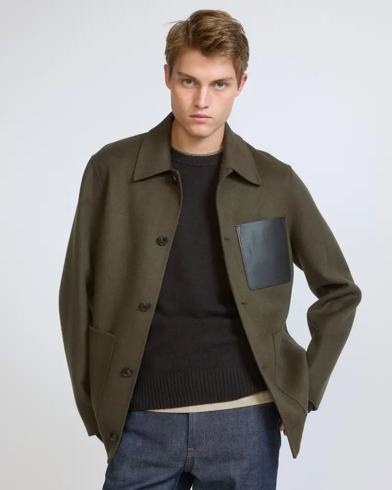 Workwear jacket in double-sided wool-cashmere fabric