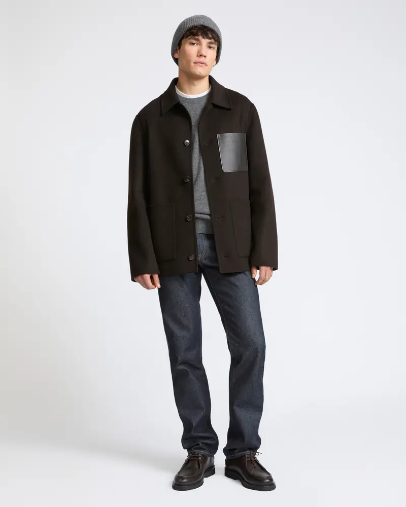 Workwear jacket in double-sided wool-cashmere fabric