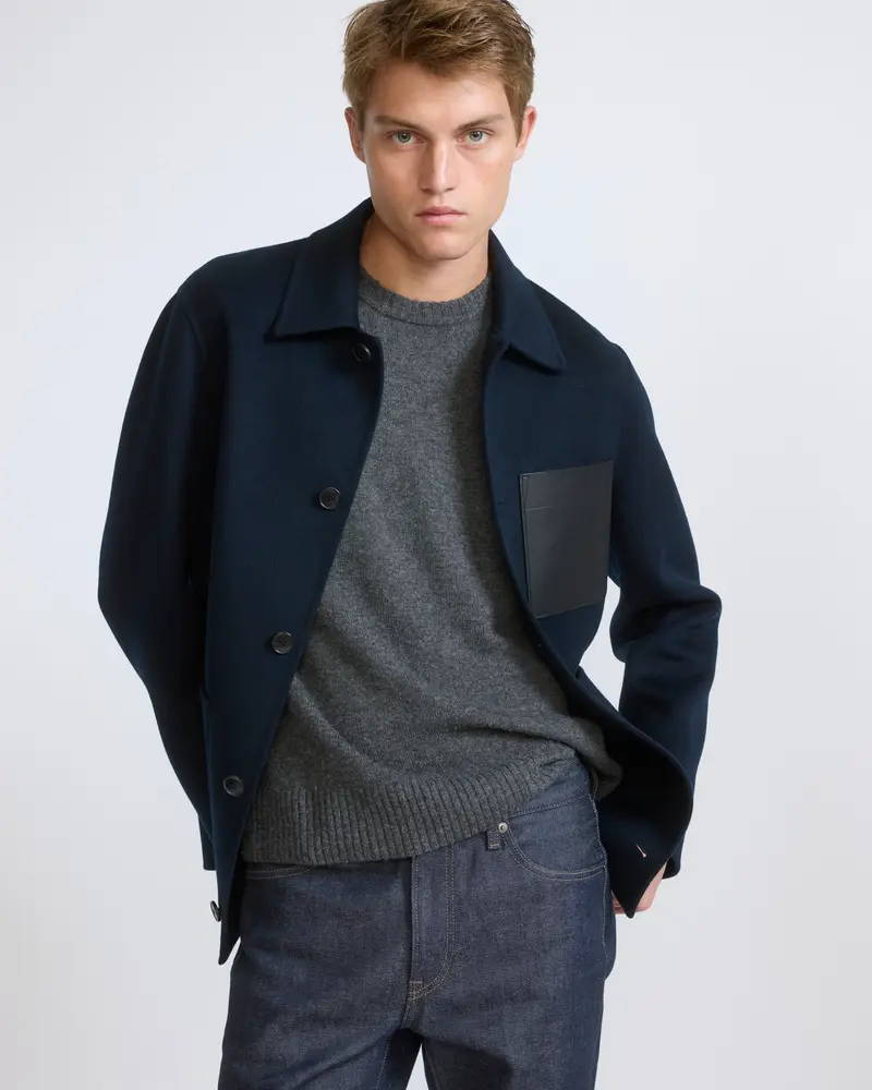 Workwear jacket in double-sided wool-cashmere fabric