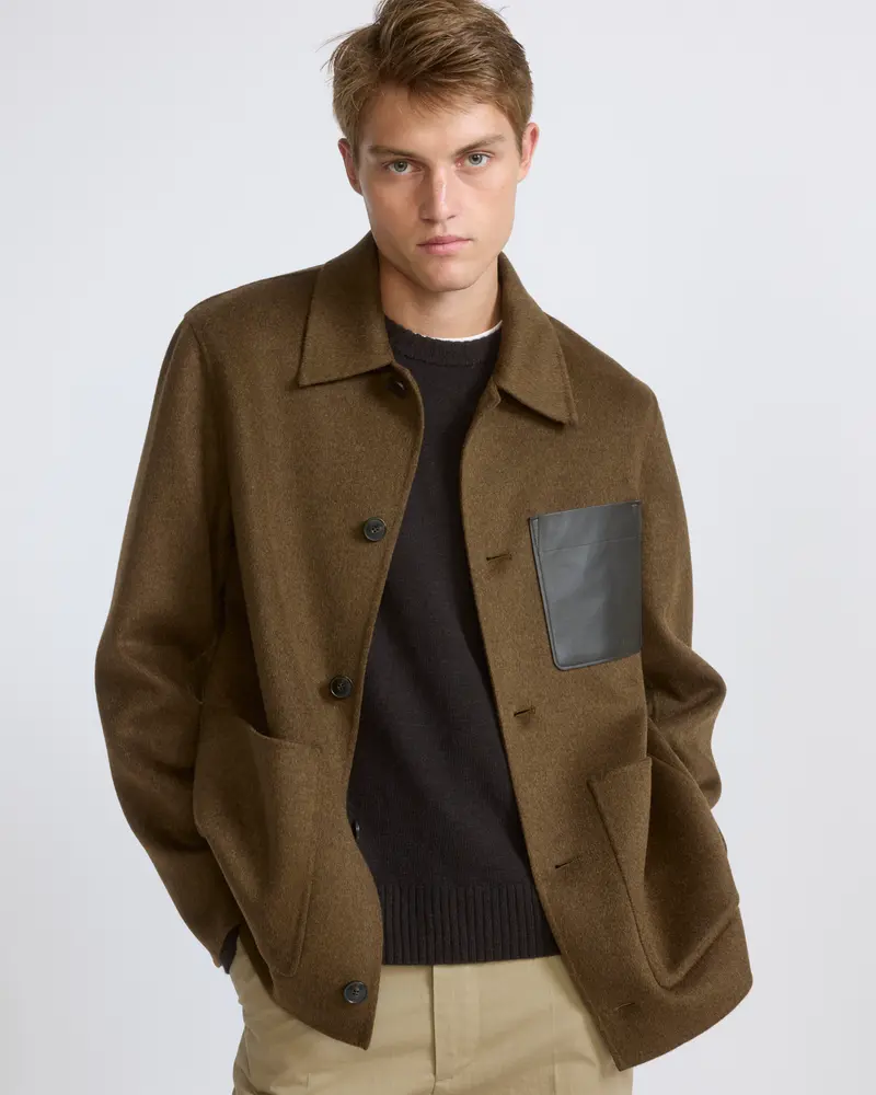 Workwear jacket in double-sided wool-cashmere fabric