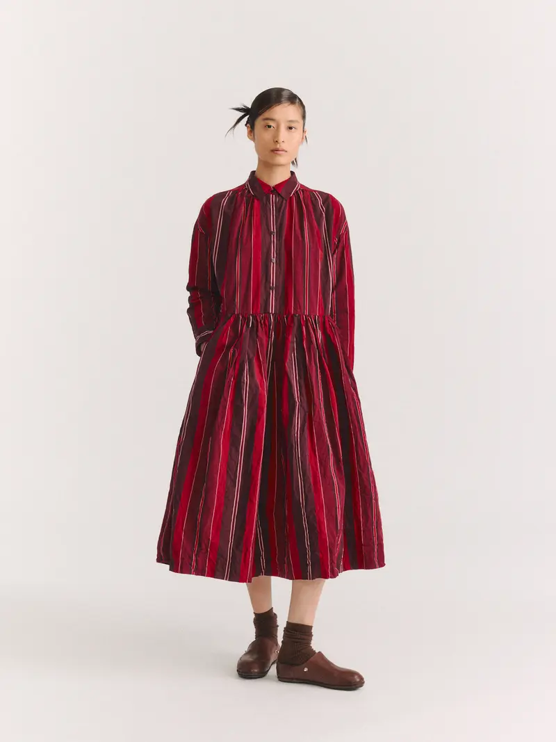 YUKARI DRESS - PAPER COT STRIPE - REDS STRIPES