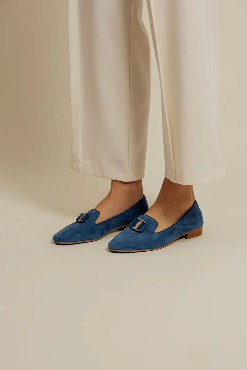 YUNI - Mocassins en cuir Bleu à boucle