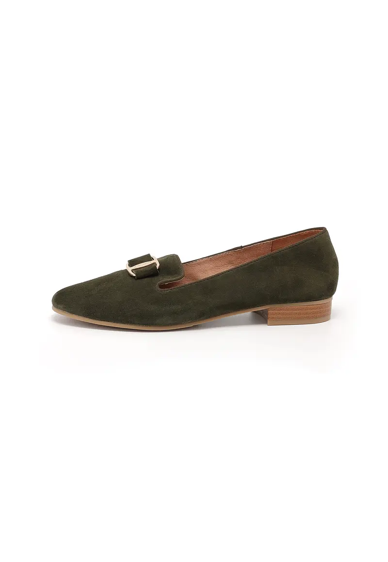 YUNI - Mocassins en cuir Kaki à boucle