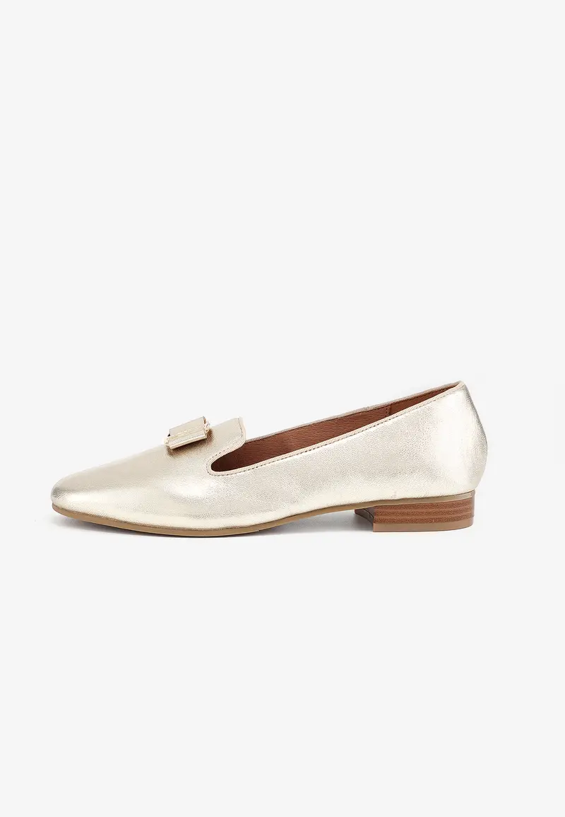YUNI - Mocassins en cuir Or/Platine à boucle