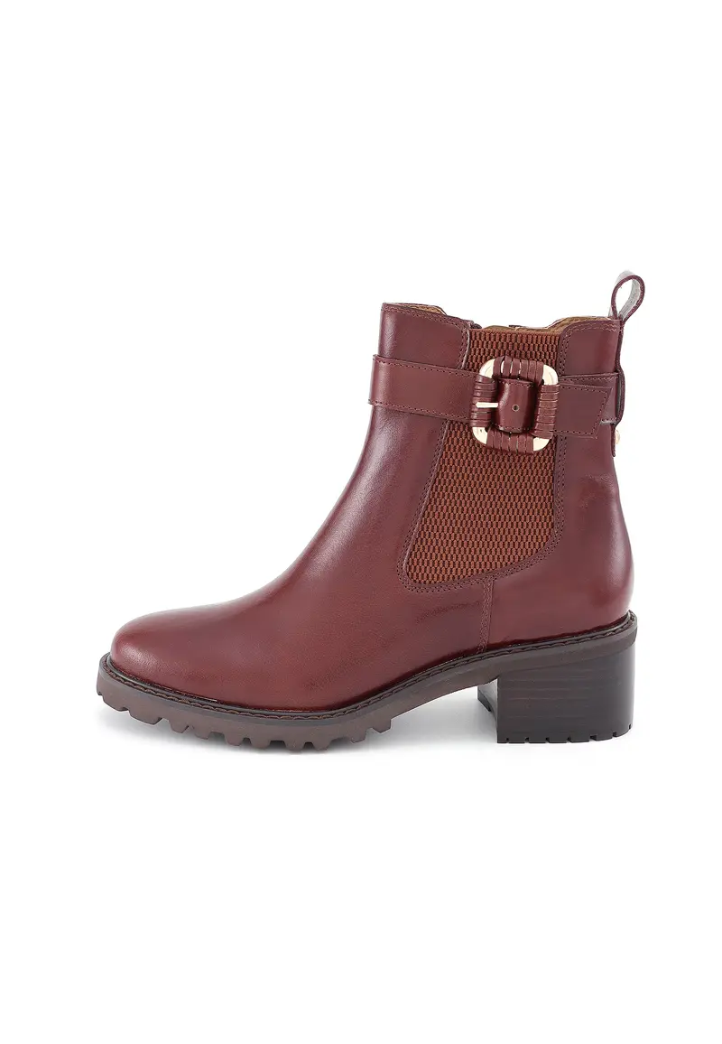 ZANE - Bottines Chelsea à Talon en Cuir Marron