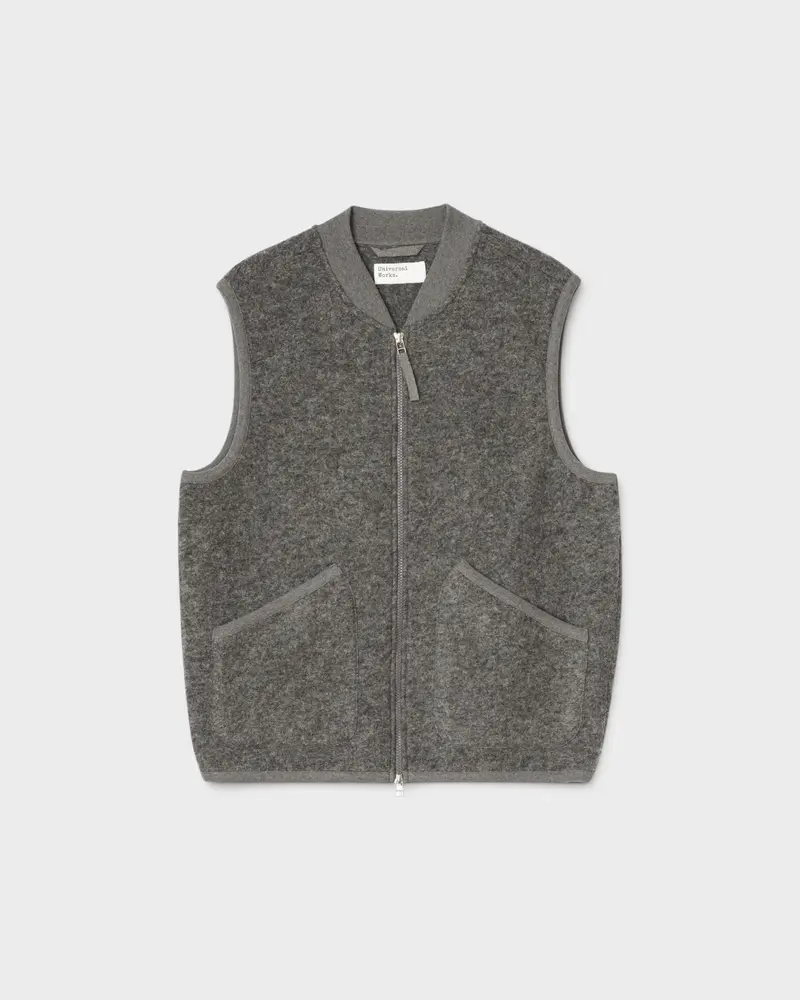 Zip Waistcoat Wool Fleece Grey Marl
