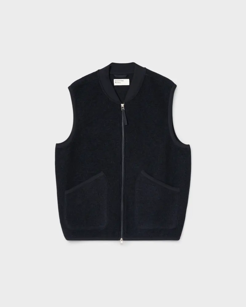 Zip Waistcoat Wool Fleece Navy